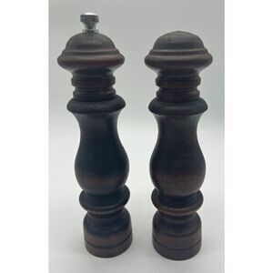 VTG Woodcrest by Styson Solid Wood Salt Shaker & Pepper Mill Grinder Japan 10"